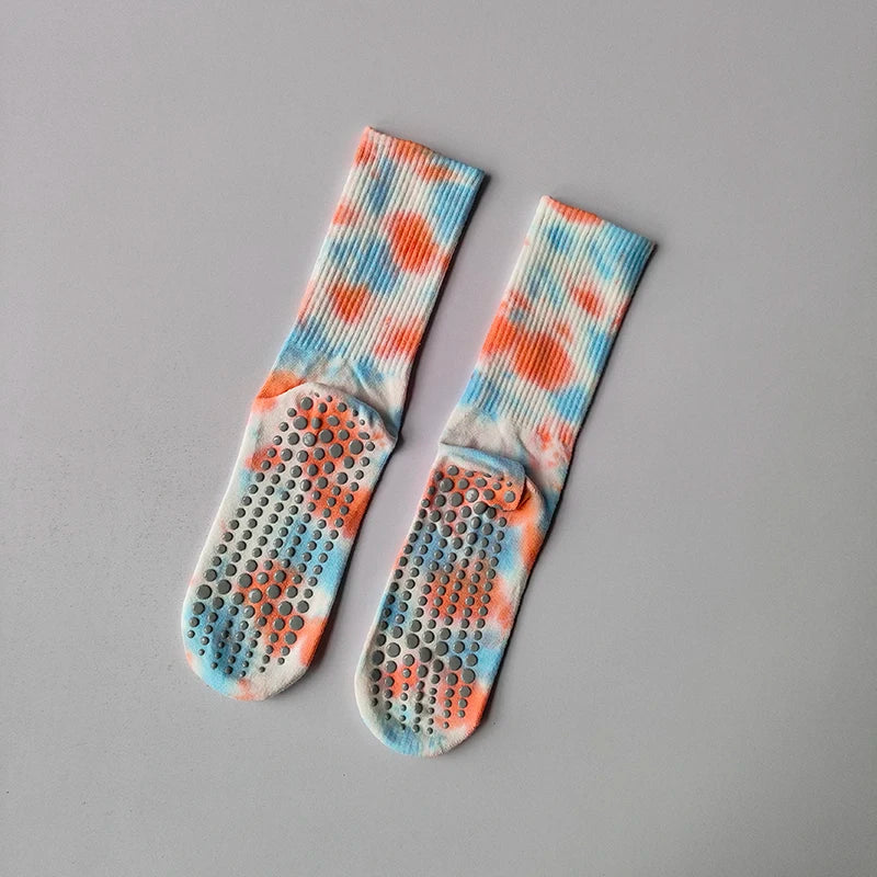 Tie Dye Mid Tube Pilates Anti Slip Socks - Neighborhood Dancewear