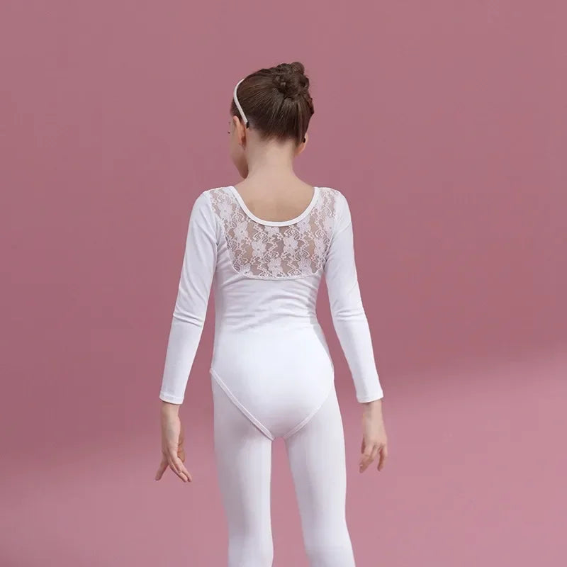 Girls Lace Long Sleeve Dance Leotard In Multiple Colors - Neighborhood Dancewear