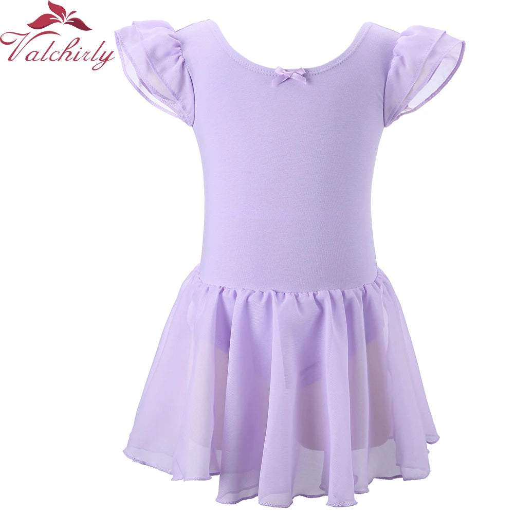 Girls Short Sleeve Leotard with Attached Skirt - Neighborhood Dancewear