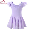 Girls Short Sleeve Leotard with Attached Skirt