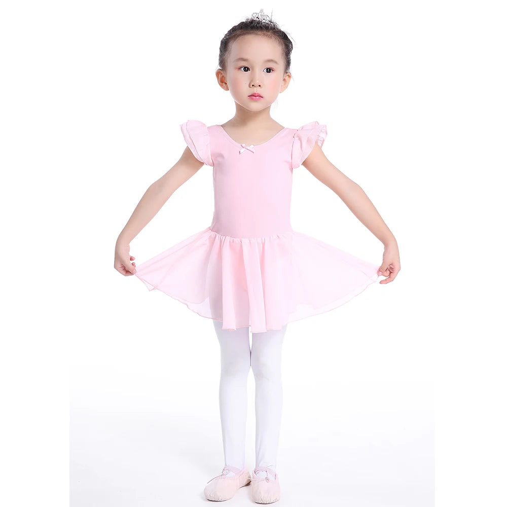 Girls Short Sleeve Leotard with Attached Skirt - Neighborhood Dancewear