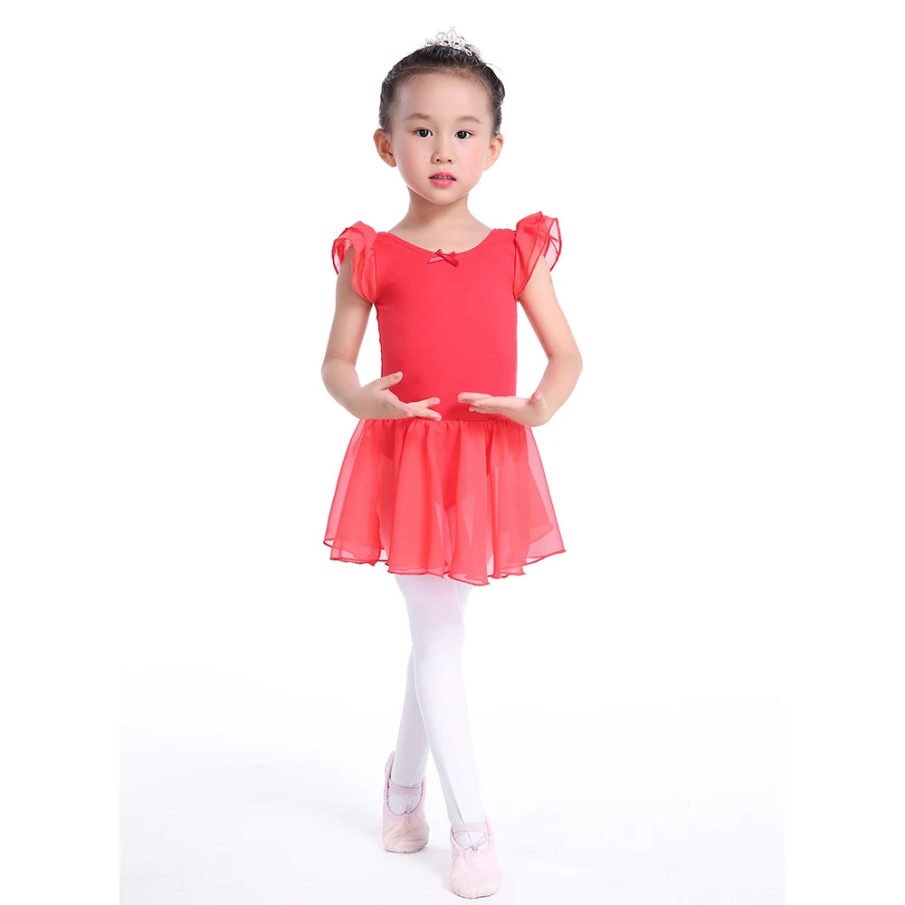 Girls Short Sleeve Leotard with Attached Skirt - Neighborhood Dancewear