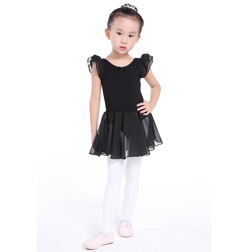 Girls Short Sleeve Leotard with Attached Skirt - Neighborhood Dancewear