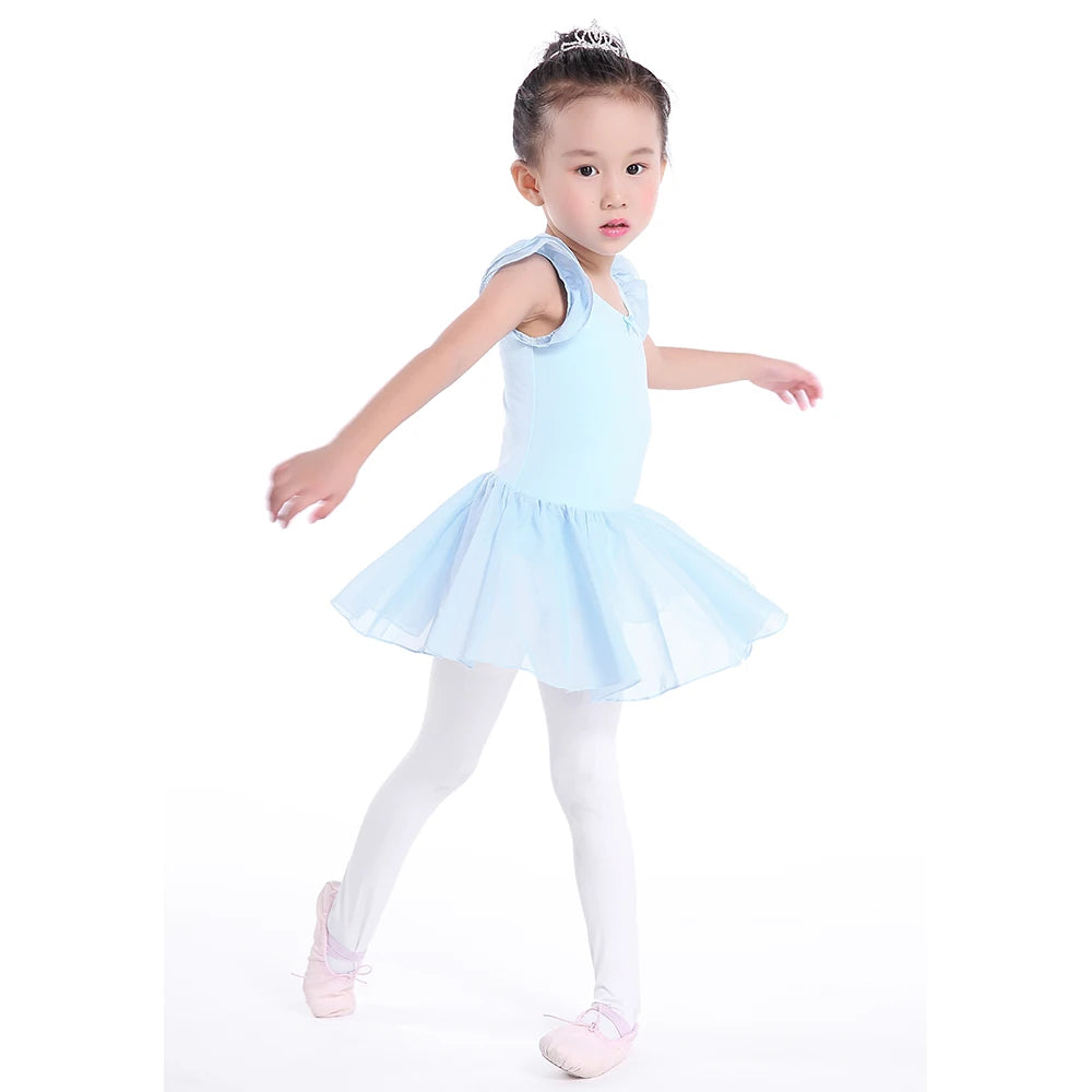 Girls Short Sleeve Leotard with Attached Skirt - Neighborhood Dancewear