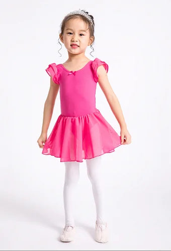 Girls Short Sleeve Leotard with Attached Skirt - Neighborhood Dancewear