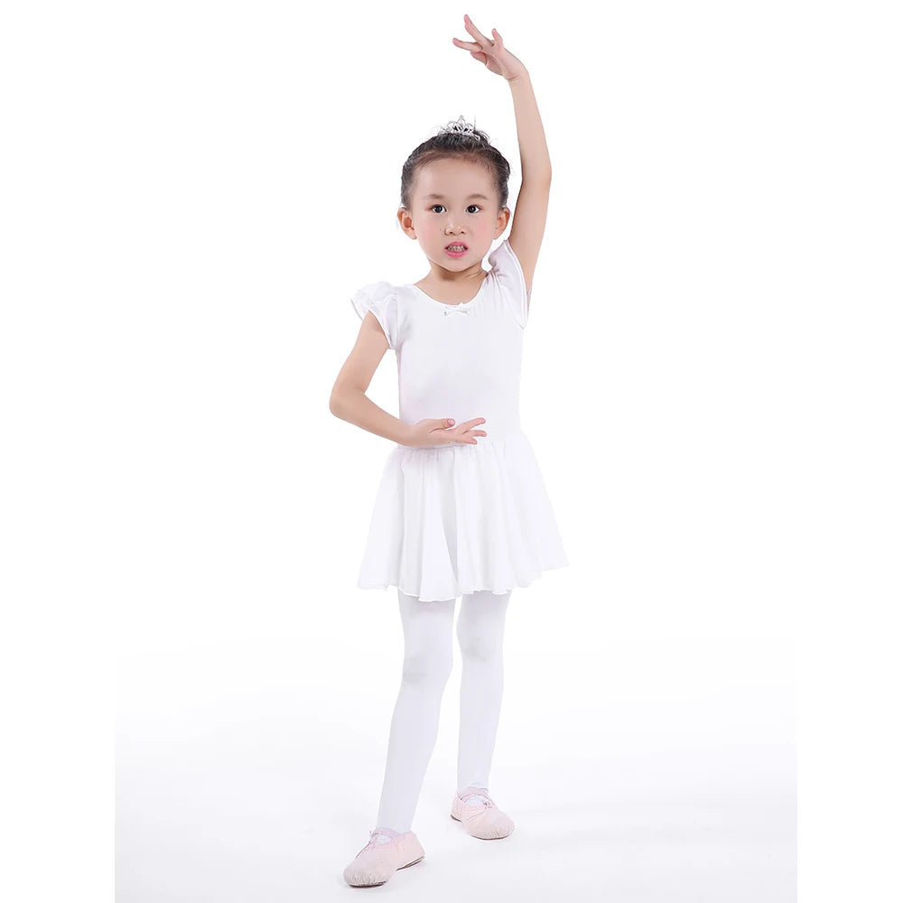 Girls Short Sleeve Leotard with Attached Skirt - Neighborhood Dancewear