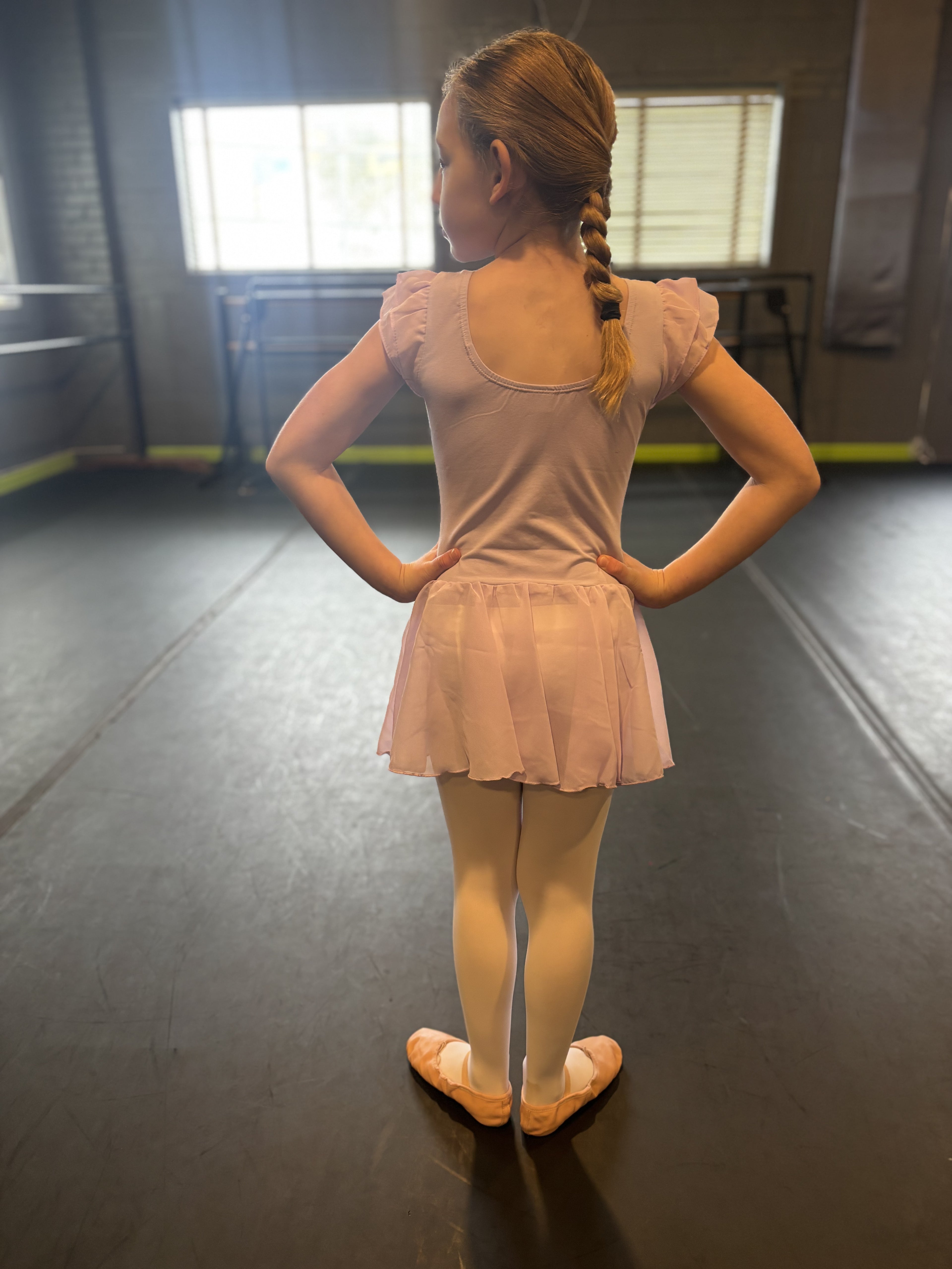 Girls Short Sleeve Leotard with Attached Skirt - Neighborhood Dancewear