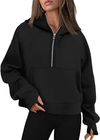 Cozy Adult Half Zipped Hooded Sweater Dancer Approved - Black