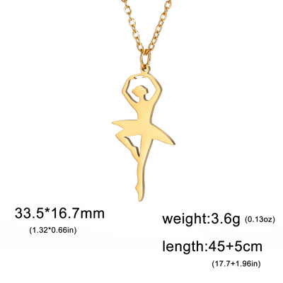 Stainless Steel Ballerina Necklace in Gold or Silver - Dancer Gifts Present