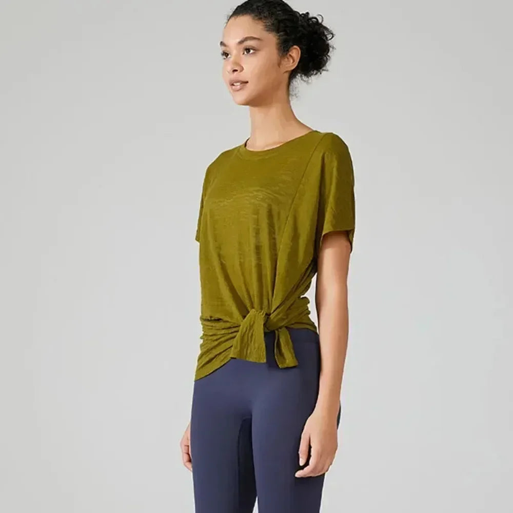 Women's Flowy Yoga Shirt In Multiple Colors - Olive Green
