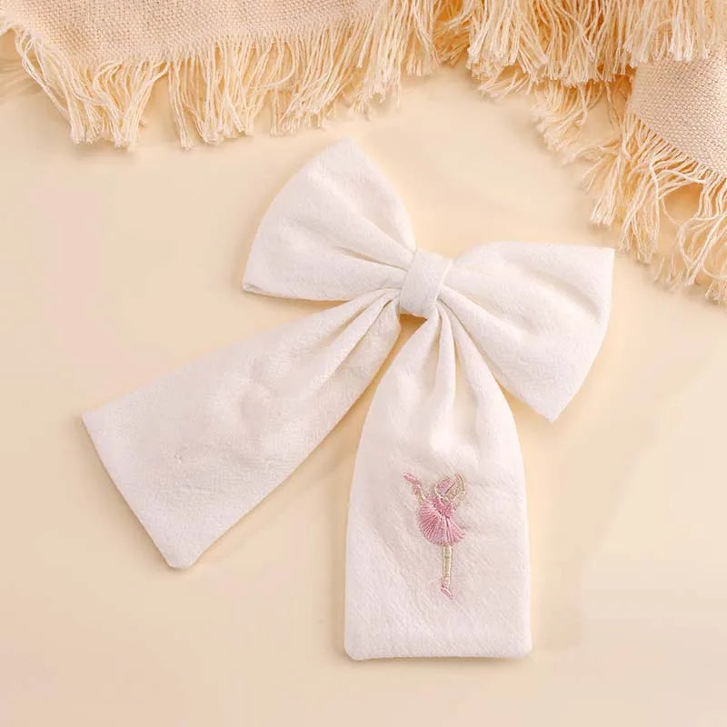 Ballet Shoes Hair Clip Embroidery Bow In Multiple Colors