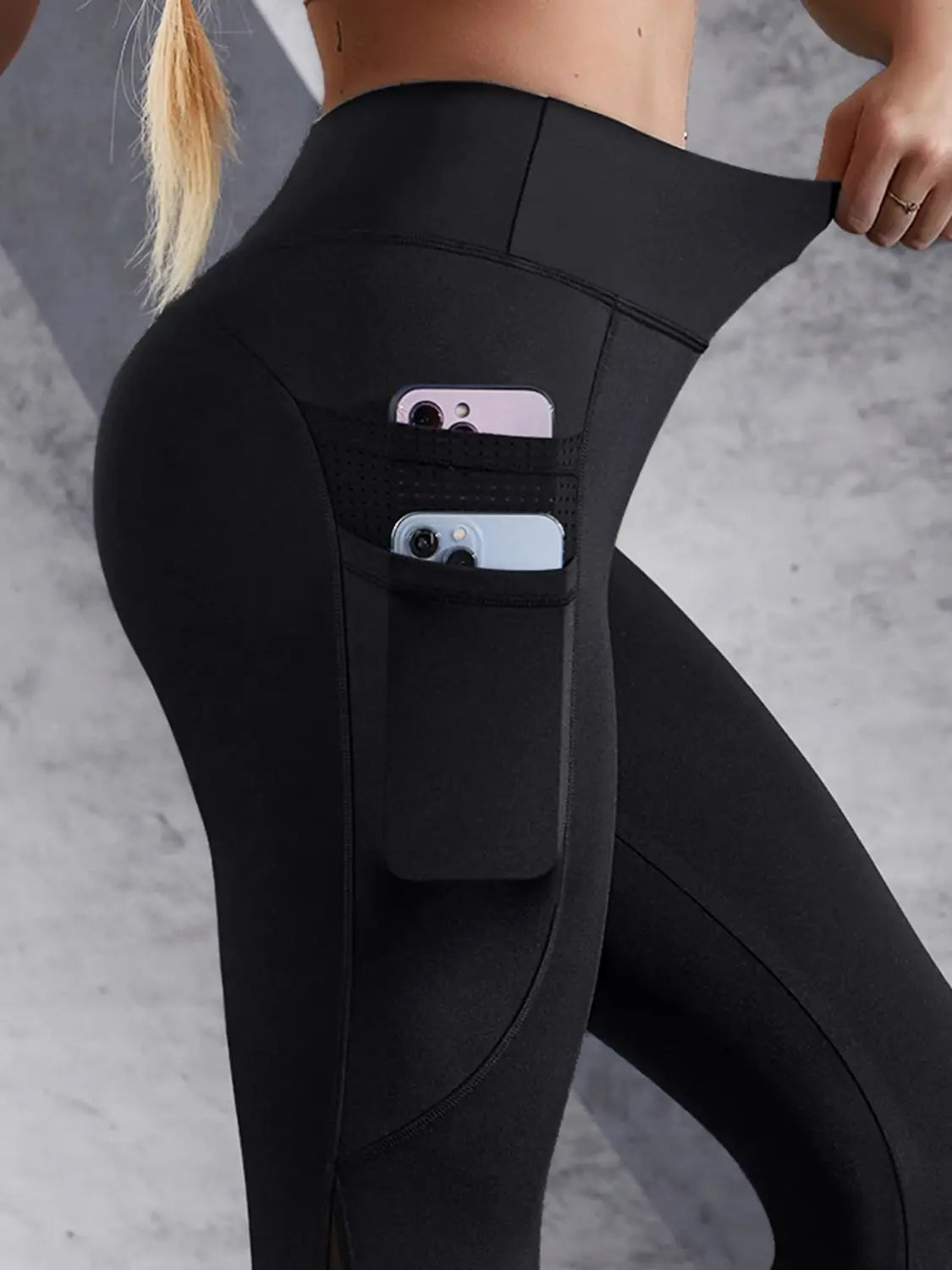 Mesh Panel Leggings With Pockets for Women - Multiple Pockets