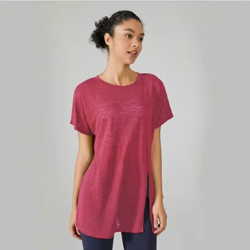 Women's Flowy Yoga Shirt In Multiple Colors - Red