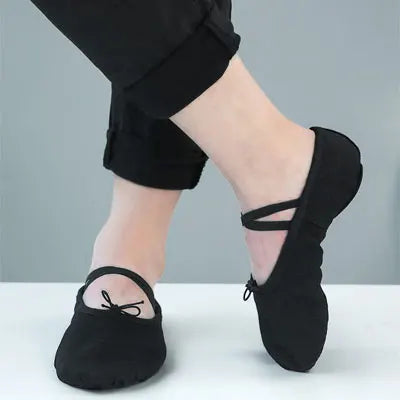 Canvas Ballet Shoe Soft Sole Flexible And Durable - Neighborhood Dancewear Black