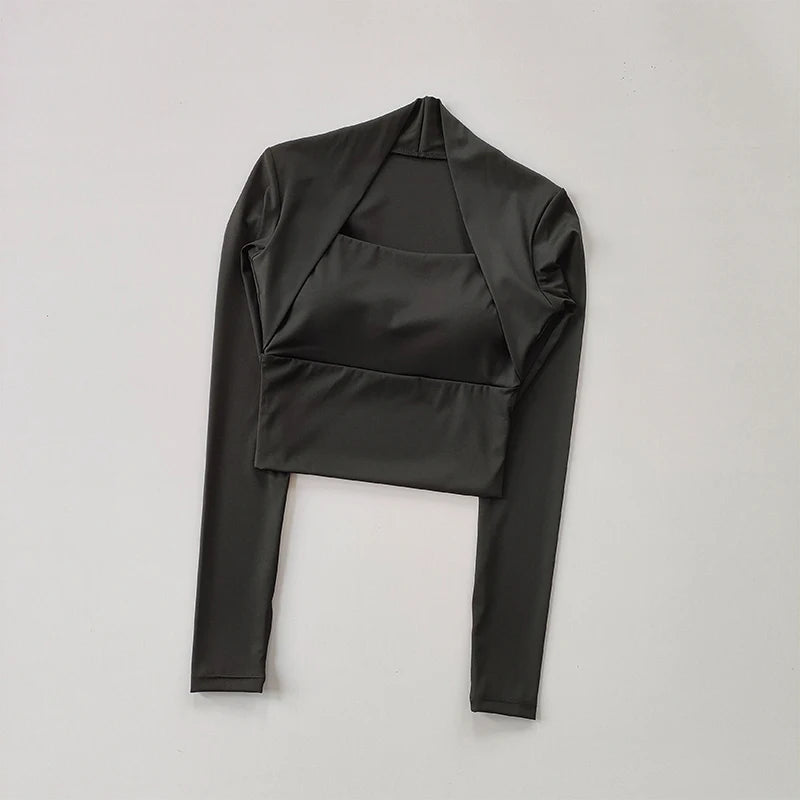 Women's Long Sleeve Yoga Shirt Stretchy Fabric - Neighborhood Dancewear Black