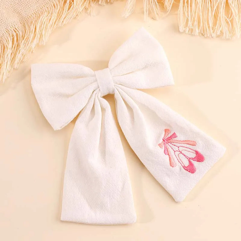 Ballet Shoes Hair Clip Embroidery Bow In Multiple Colors