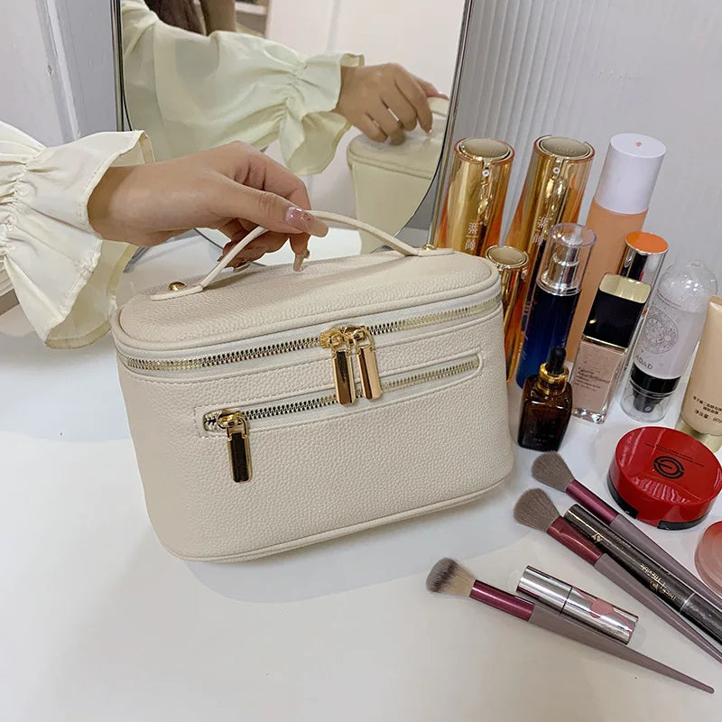 Double Zipper Dance Bag Travel For Cosmetics And More - Neighborhood Dancewear Light Tan