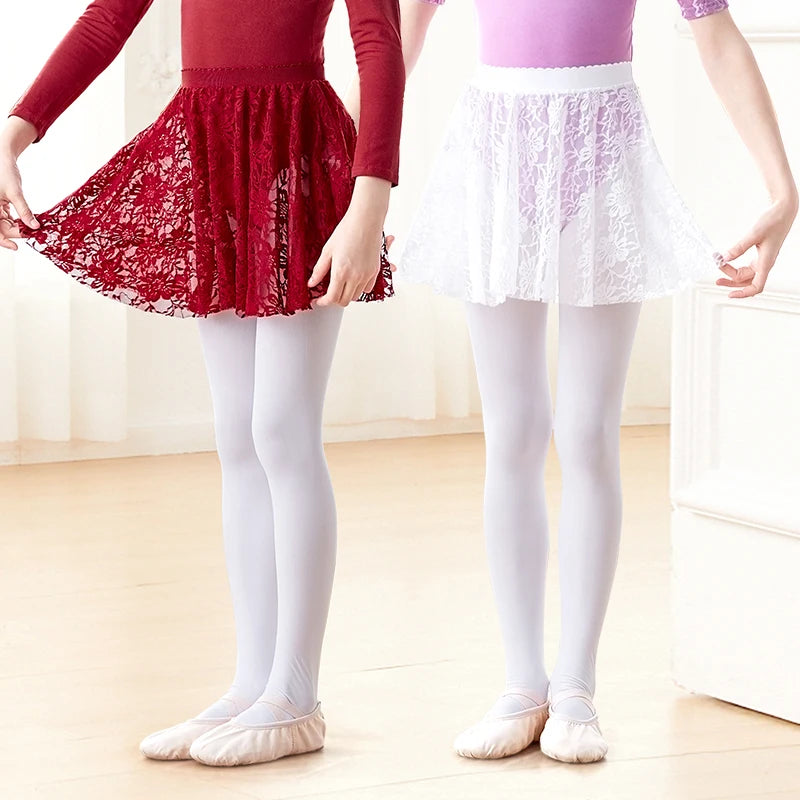 Girls Ballet Skirts Elastic Waist Lace Dance Skirt - Neighborhood Dancewear 