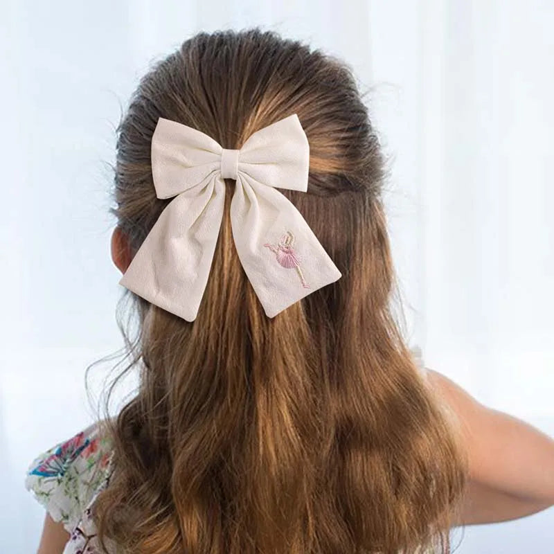 Ballet Shoes Hair Clip Embroidery Bow In Multiple Colors