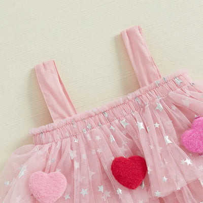 Girls Hearts Mesh Tulle Dress