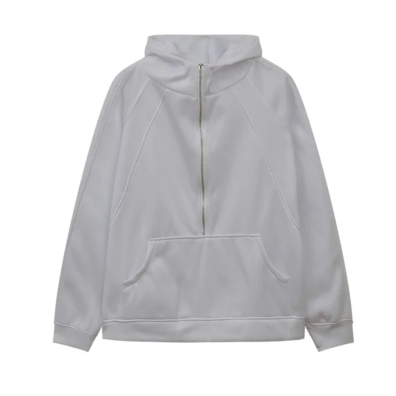 Cozy Adult Half Zipped Hooded Sweater Dancer Approved Grey