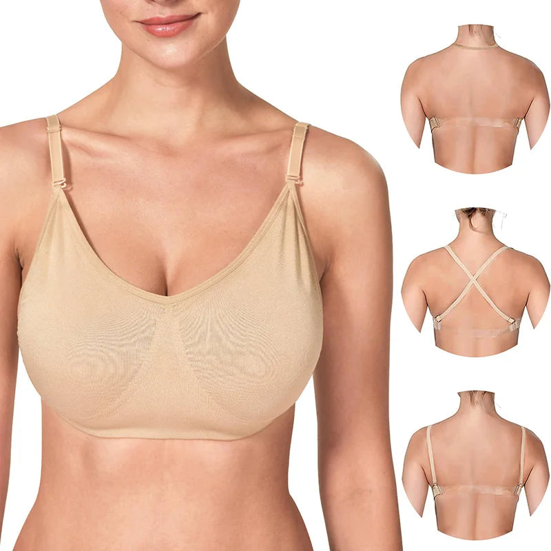 Dance Bra for Women with Adjustable Clear Straps