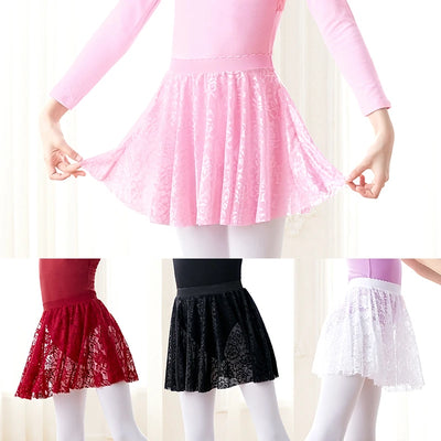 Girls Ballet Skirts Elastic Waist Lace Dance Skirt - Neighborhood Dancewear