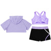 Bra Shorts Hoodie Set For Girls In Multiple Colors - Purple