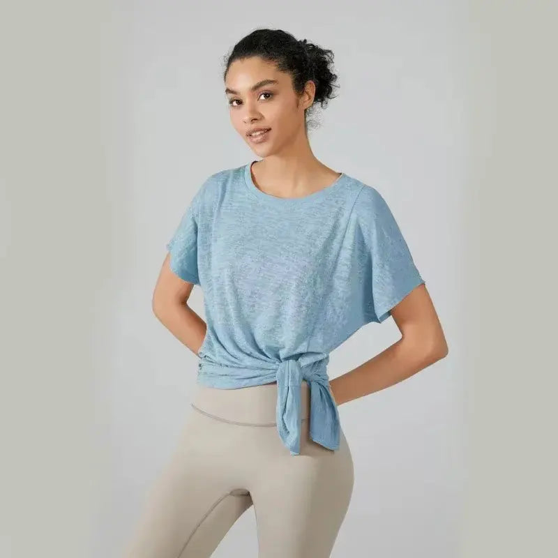 Women's Flowy Yoga Shirt In Multiple Colors - Blue