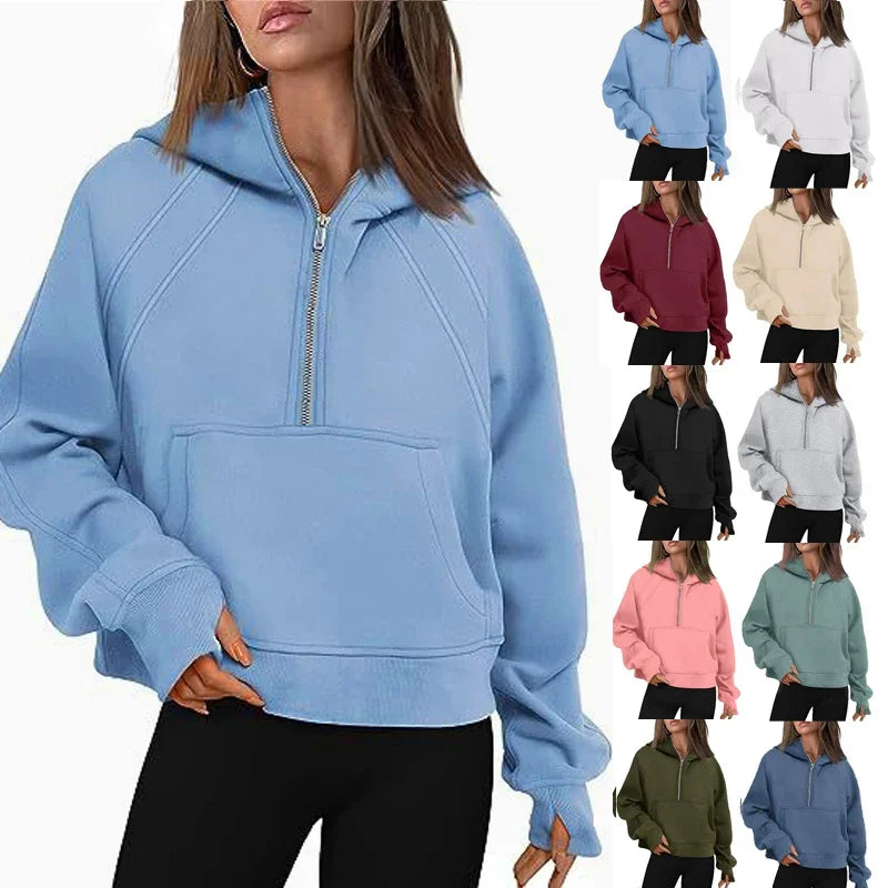 Cozy Adult Half Zipped Hooded Sweater Dancer Approved - Blue