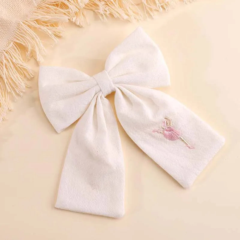 Ballet Shoes Hair Clip Embroidery Bow In Multiple Colors