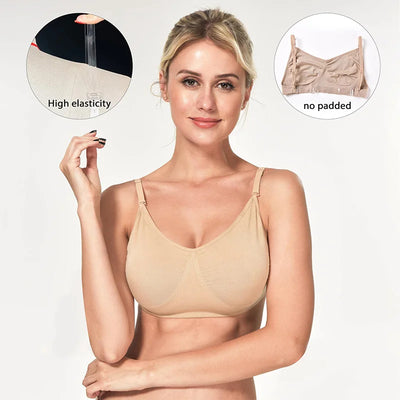 Dance Bra for Women with Adjustable Clear Straps