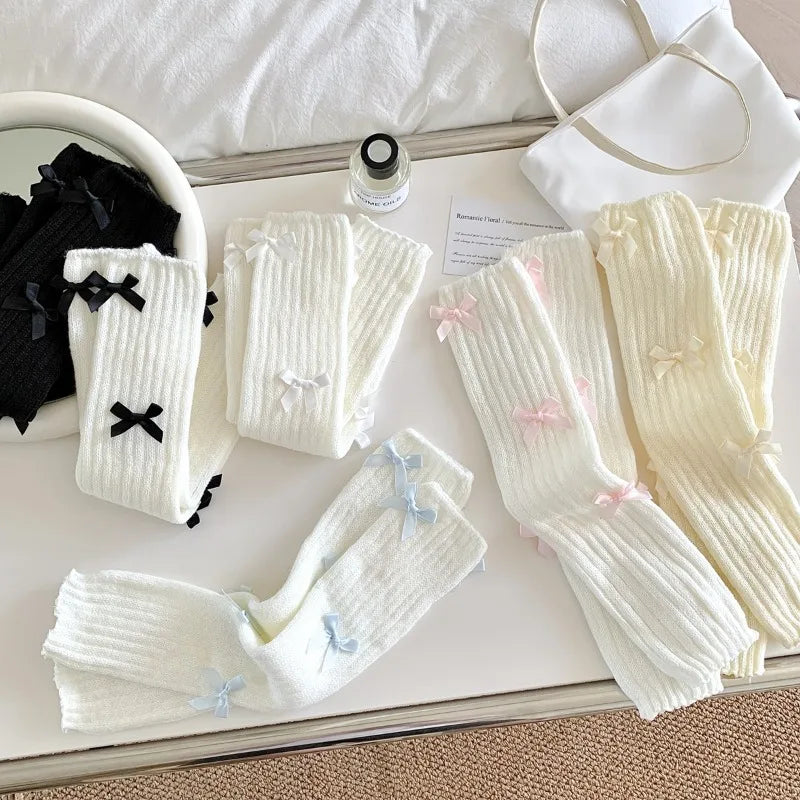 Bow Knitted Leg Warmers Multiple Styles Cozy - Neighborhood Dancewear