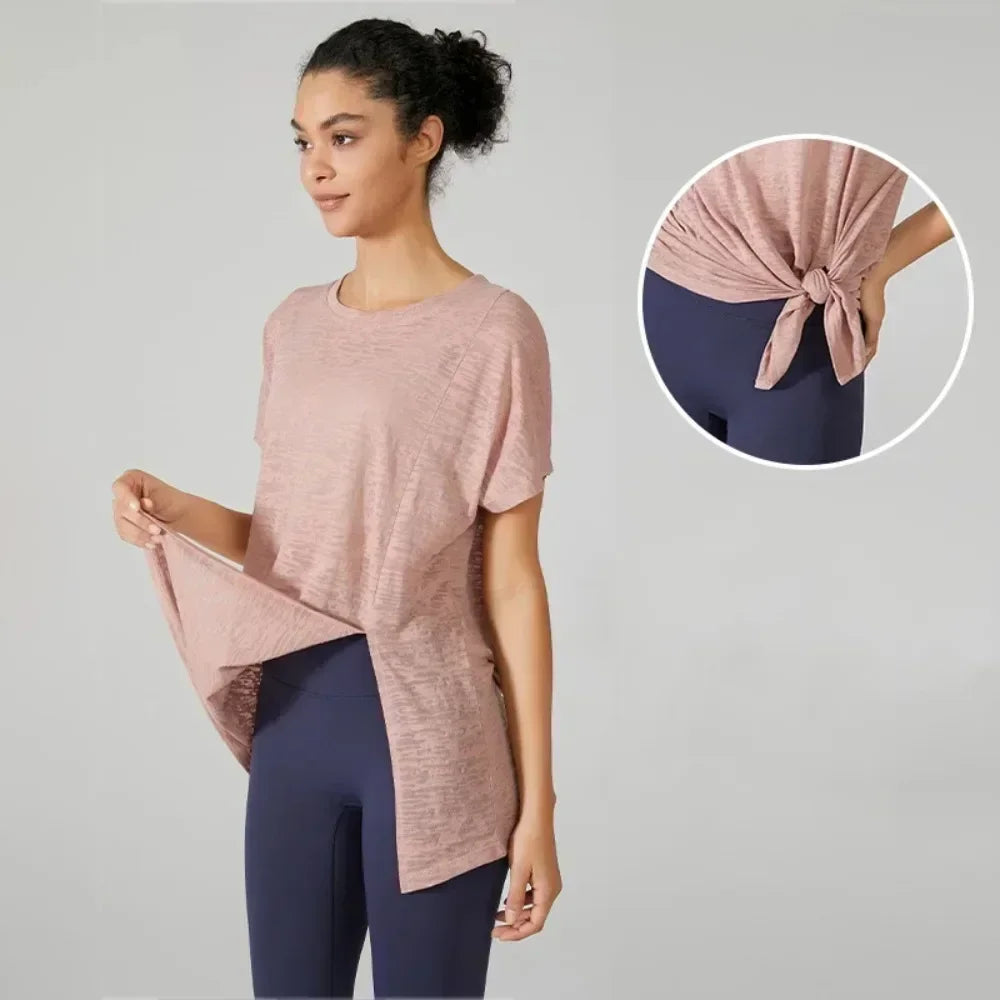 Women's Flowy Yoga Shirt In Multiple Colors - Rose Red Pink
