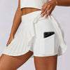 Pleated High Waist Skort In Multiple Colors - White