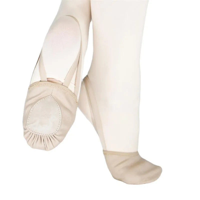 Half Sole Canvas Shoes Ballet Lyrical With Stretchy Elastics - Neighborhood Dancewear
