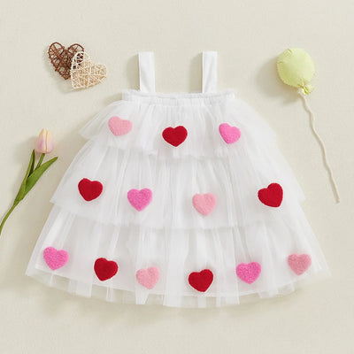 Girls Hearts Mesh Tulle Dress