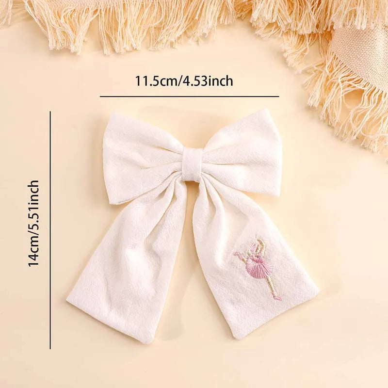 Ballet Shoes Hair Clip Embroidery Bow In Multiple Colors