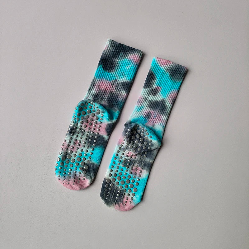 Tie Dye Mid Tube Pilates Anti Slip Socks - Neighborhood Dancewear