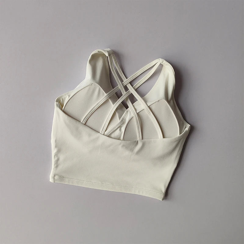 Women's Sports Bra Supportive High Energy - Neighborhood Dancewear Cream White