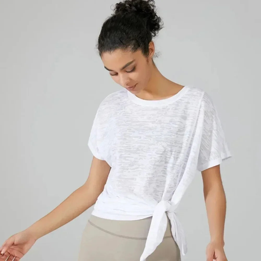 Women's Flowy Yoga Shirt In Multiple Colors - White