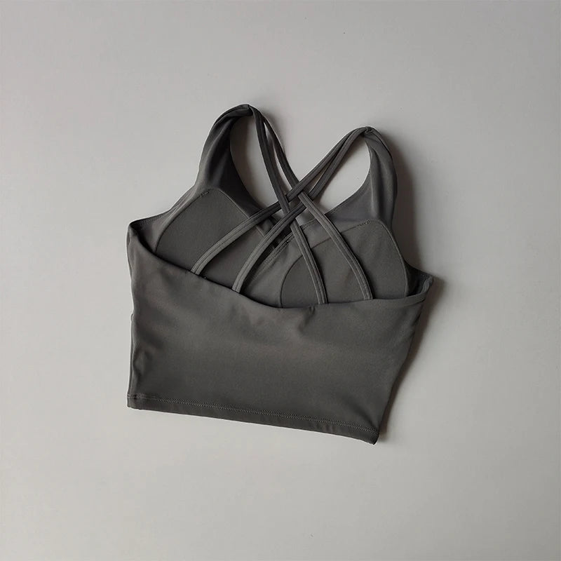 Women's Sports Bra Supportive High Energy - Neighborhood Dancewear Grey Gray
