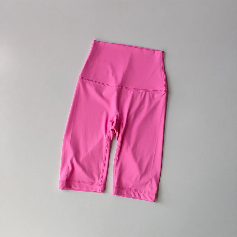 Adult High Waisted Shorts Quarter Length - Neighborhood Dancewear Hot Pink