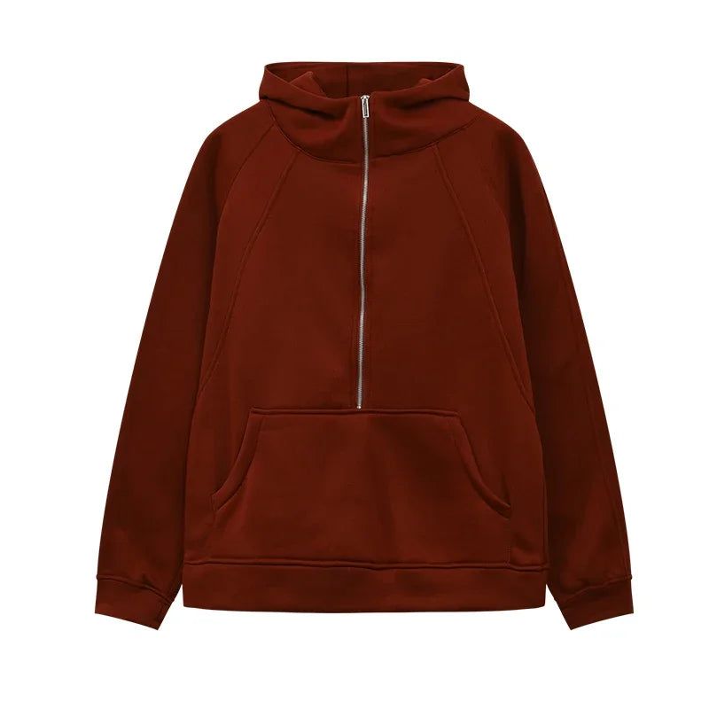 Cozy Adult Half Zipped Hooded Sweater Dancer Approved Burgandy