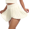 Pleated High Waist Skort In Multiple Colors - Cream White