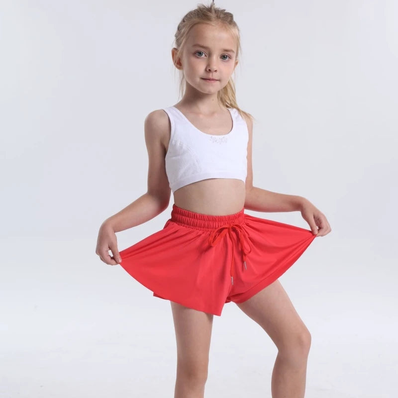 Girls Flowy Shorts With Pockets In Multiple Colors Red