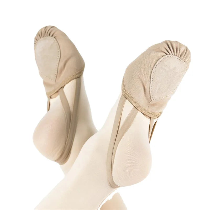 Half Sole Canvas Shoes Ballet Lyrical With Stretchy Elastics - Neighborhood Dancewear