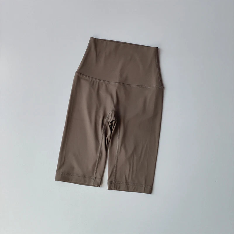 Adult High Waisted Shorts Quarter Length - Neighborhood Dancewear Brown