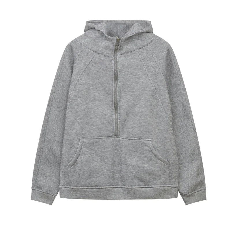 Cozy Adult Half Zipped Hooded Sweater Dancer Approved Grey