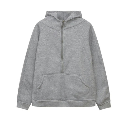 Half Zipper Hooded Sweater